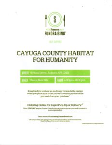 Panera Night for Cayuga County Habitat for Humanity – Thursday, November 8